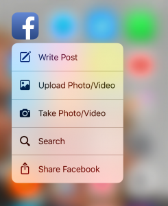iOS 10 Quick Menu