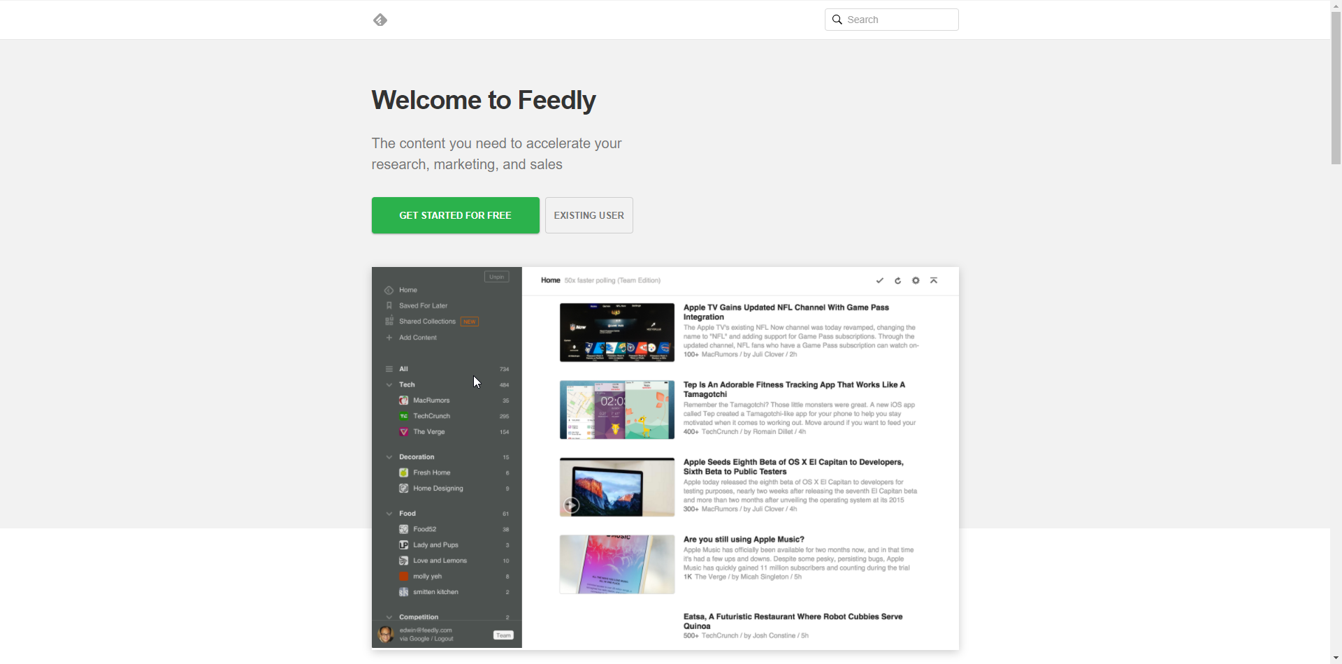 Team Organic Tries Feedly