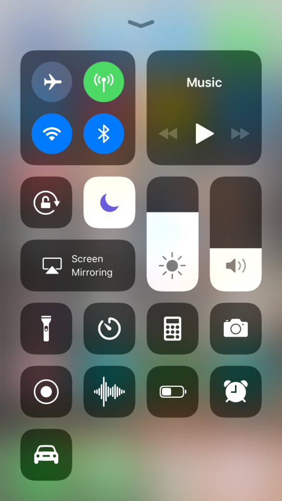 iOS 11 Control Centre