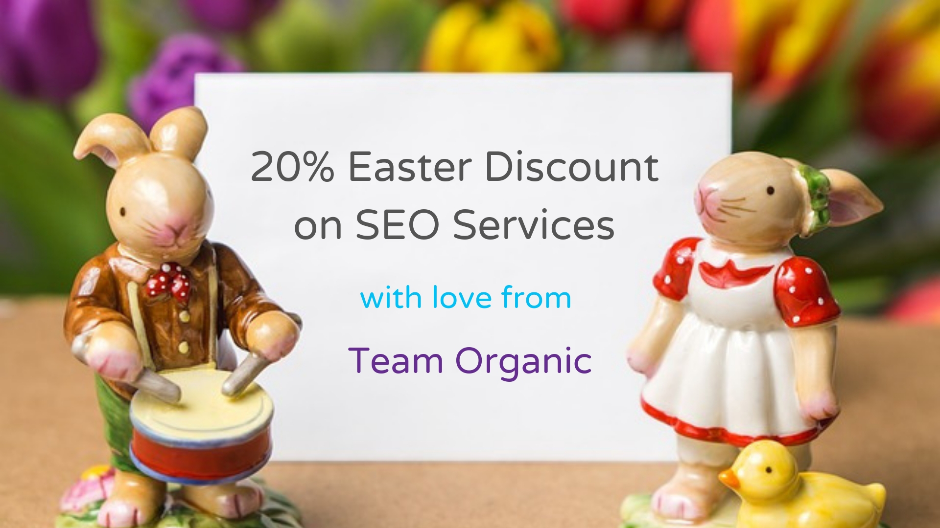Banner promoting 20 percent Easter discount on SEO services