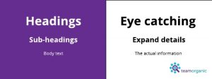 organising website information with headings and subheadings