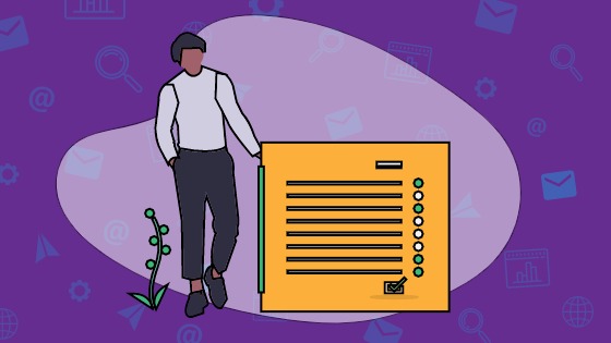 Illustration of a man next to a jobs list